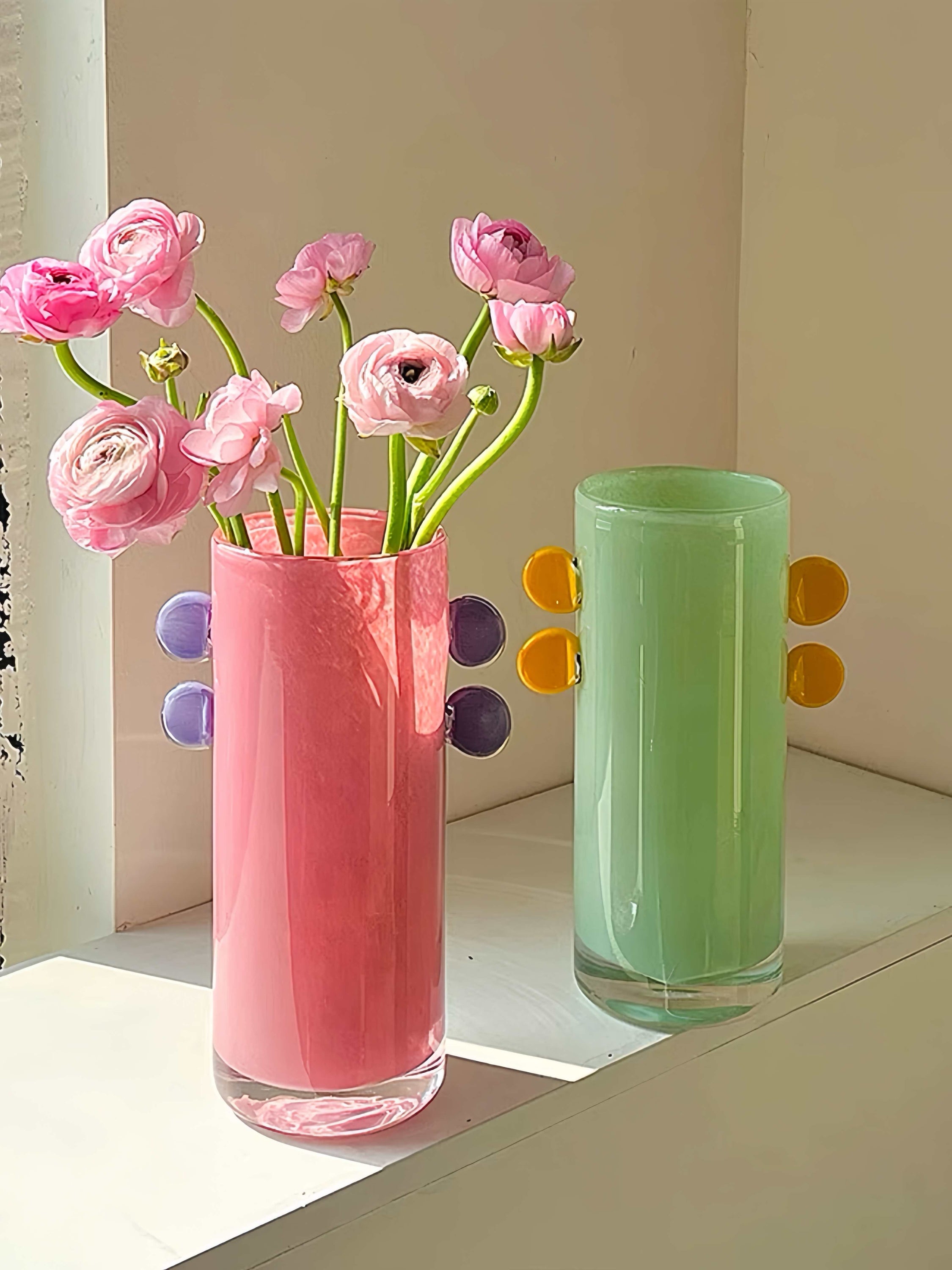 Handblown Colorful Cylinder Vases