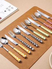 6 - Pack Modern Checkered Flatware Set