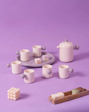 Ceramic Bauhaus Tea Pot & Tea Cups - Set Of 8 Pcs