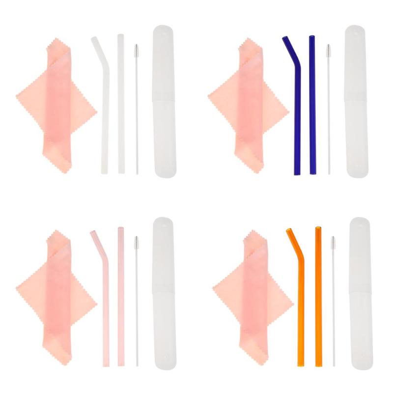 Colorful Glass Drinking Straw Set