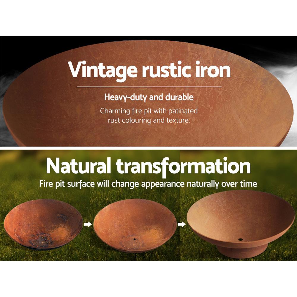 Moroccan Fire Pit Bowl Cast Iron Rustic 70cm