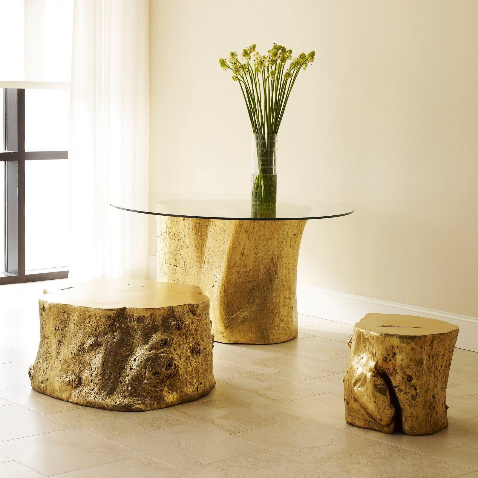 Phillips Collection Small Gold Stool Log