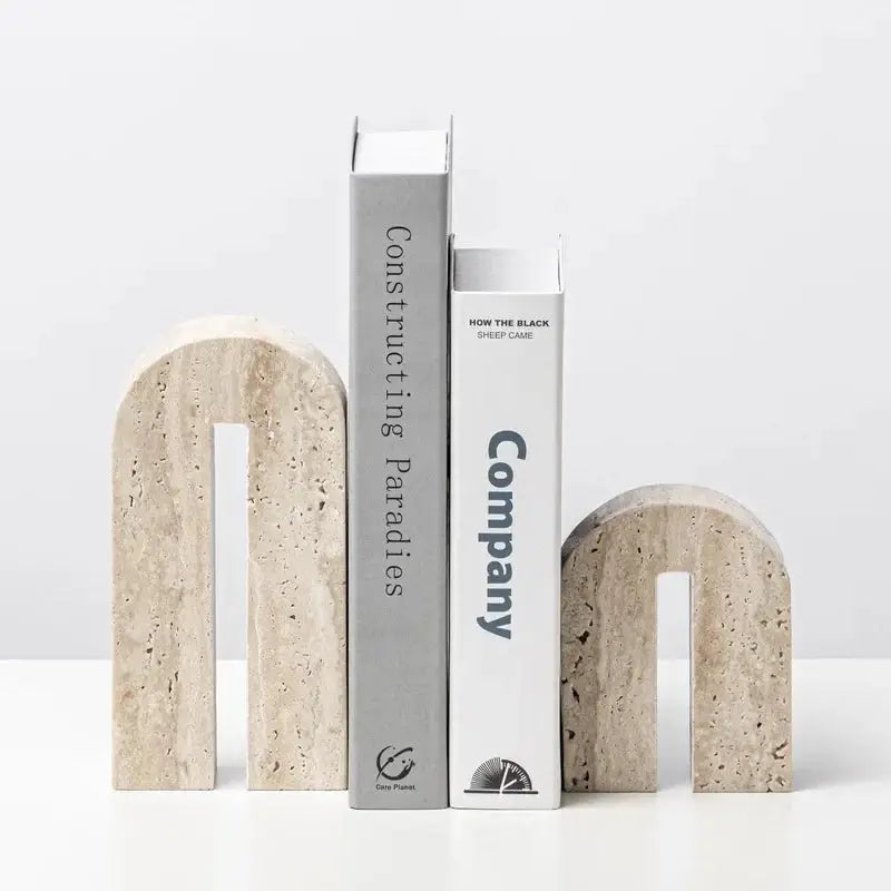 Travertine Marble Stone Arch Bookends