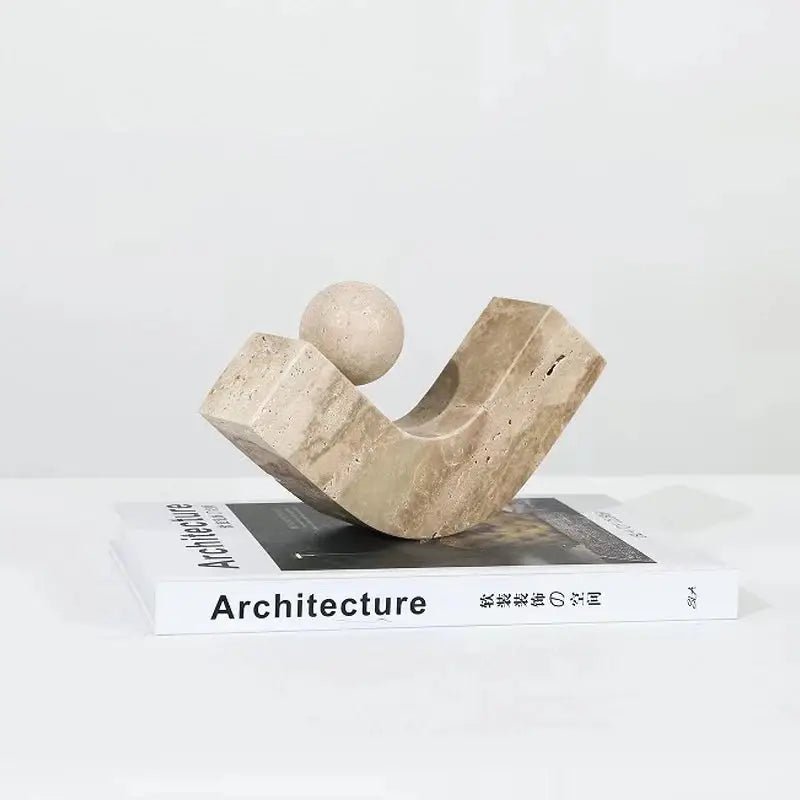 Arch Travertine Marble Stone Bookend