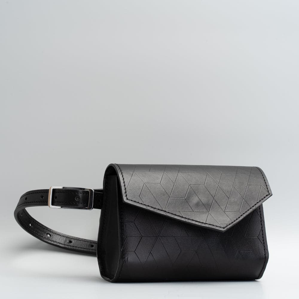 Mosaic Leather Fanny Pack (Black)