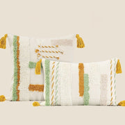 Boho-Inspired Decorative Throw Pillow Cover with Tassels | Hand-Tufted
