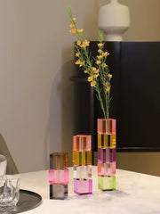 Colorful Crystal Cube Bud Vases