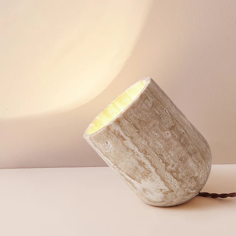 Dori Travertine Marble Stone Table Lamp