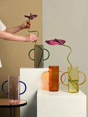 Dual-handle Modern Glass Flower Vase