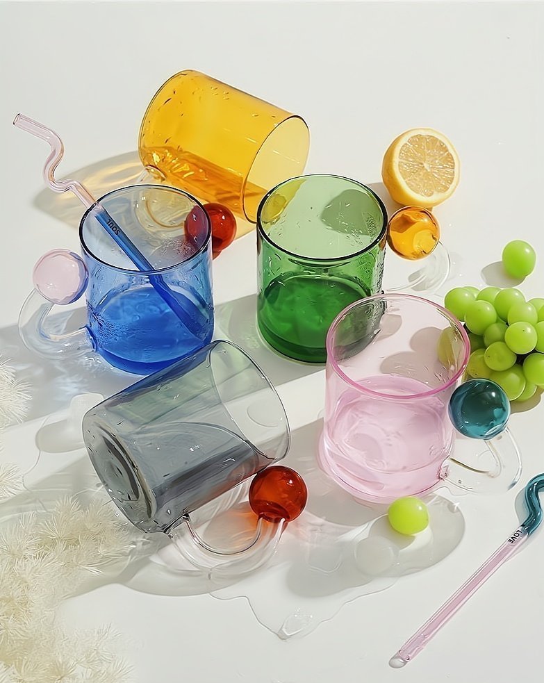 Hand Blown Lollipop Glass Mugs