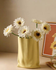 Handmade Ceramic Wrinkle Vase | Morandi Color | Unique Decorative