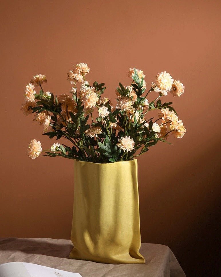 Handmade Ceramic Wrinkle Vase | Morandi Color | Unique Decorative