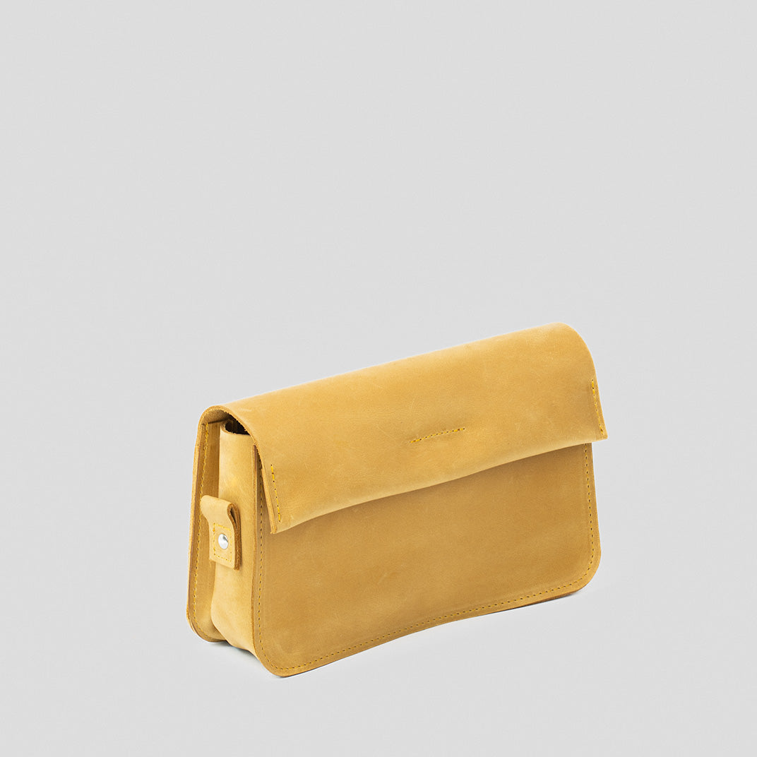 Minimal Leather Shoulder Bag (Yellow)