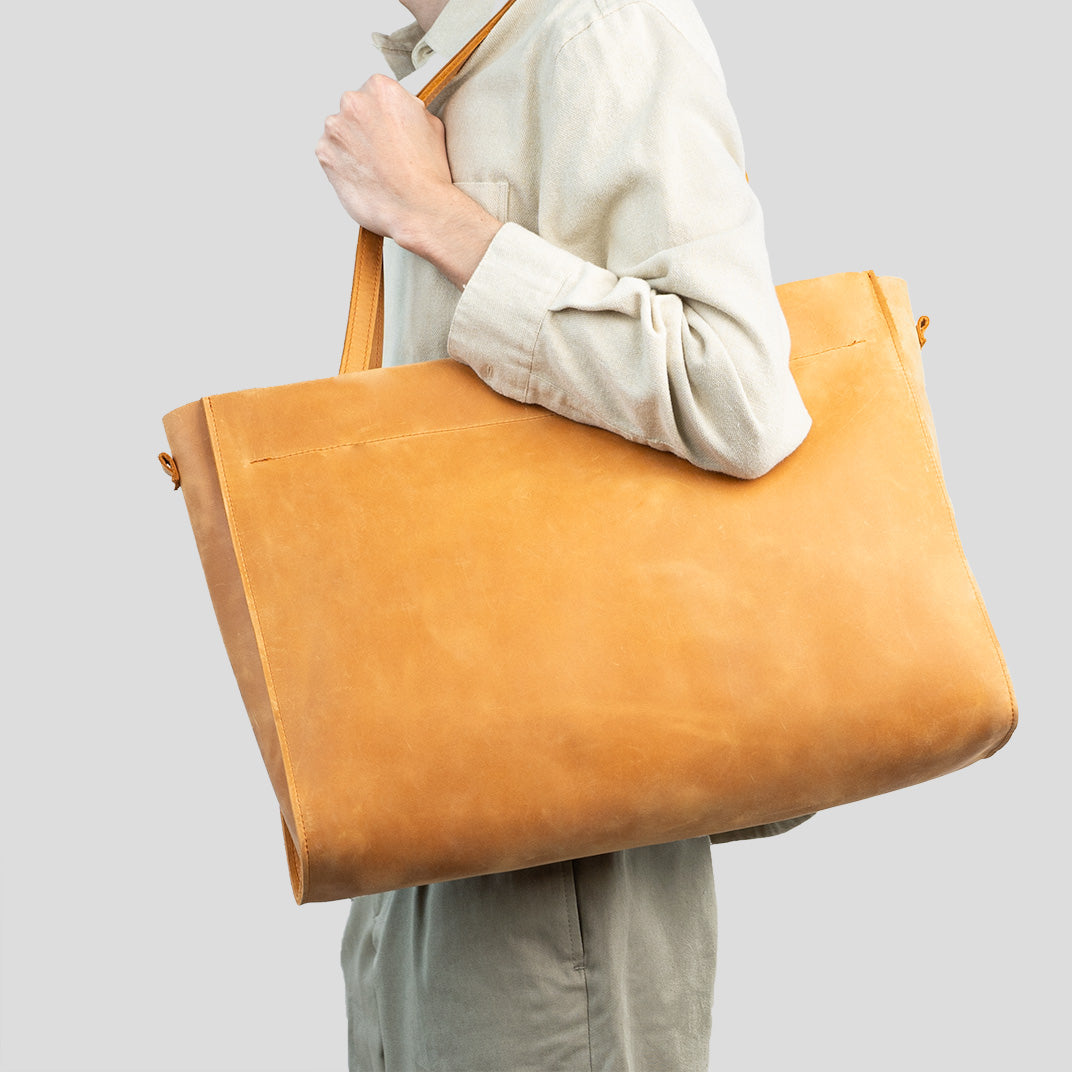 Leather Tote Bag XXL (Orange)