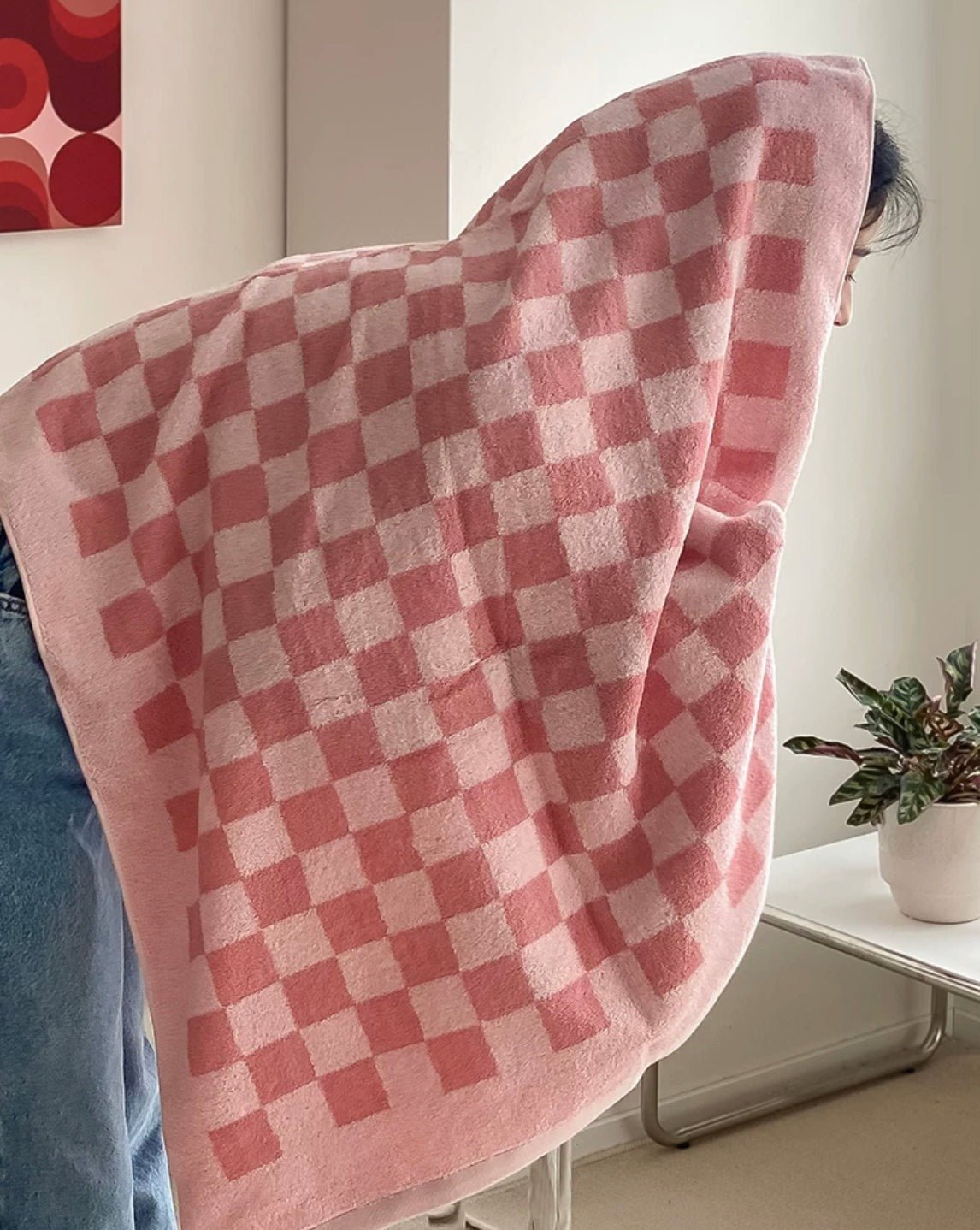 Checkered Bath Towel - Long-Staple Cotton