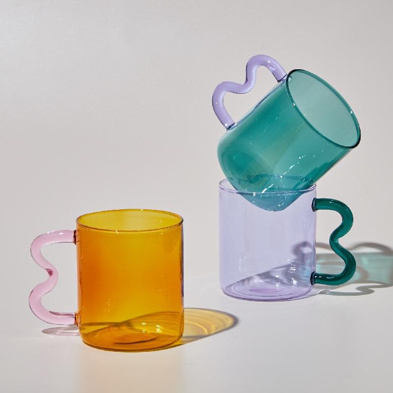 Retro Wavy Multi-color Glass Mug