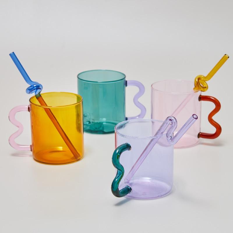 Retro Wavy Multi-color Glass Mug