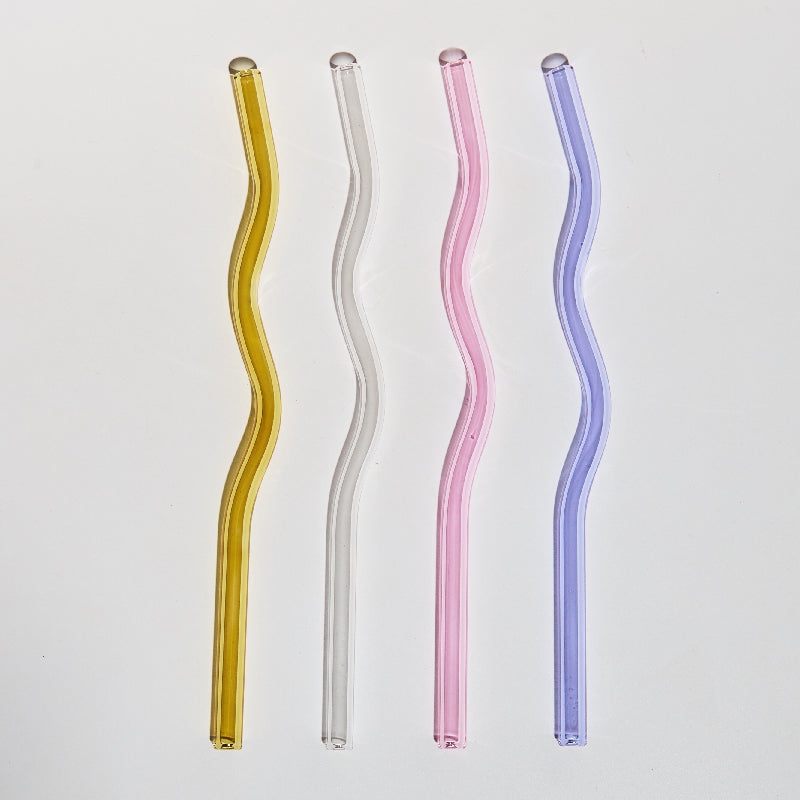 Wavy Glass Straw in Multiple Colors