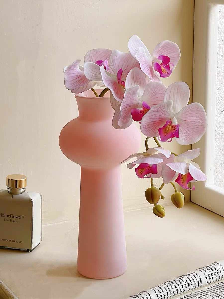 Tall Vintage Style Pink Decorative Flower Vase
