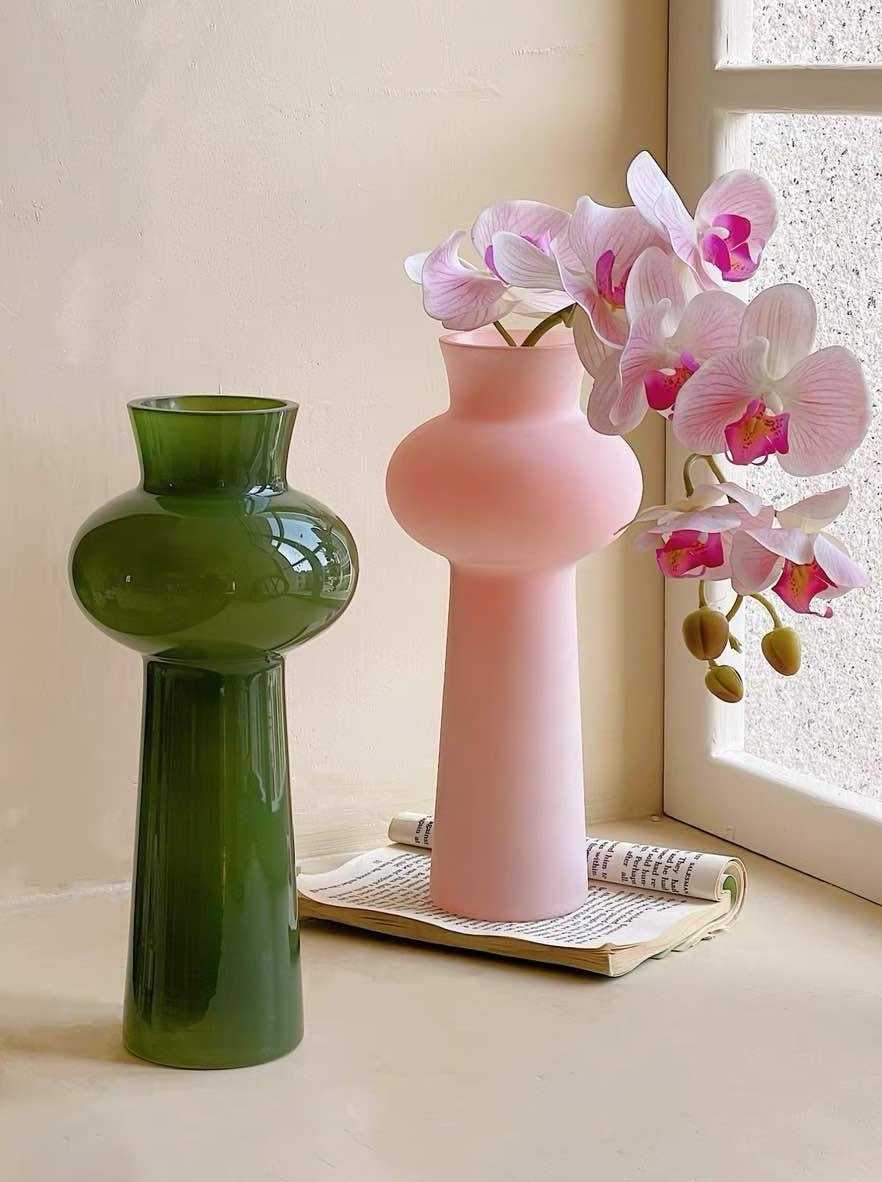 Tall Vintage Style Pink Decorative Flower Vase
